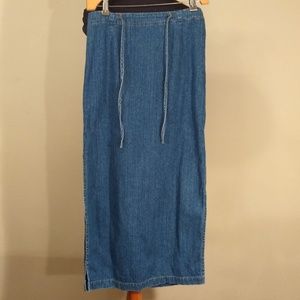 Full-Length Jean Skirt w/Drawstring & Side Slits